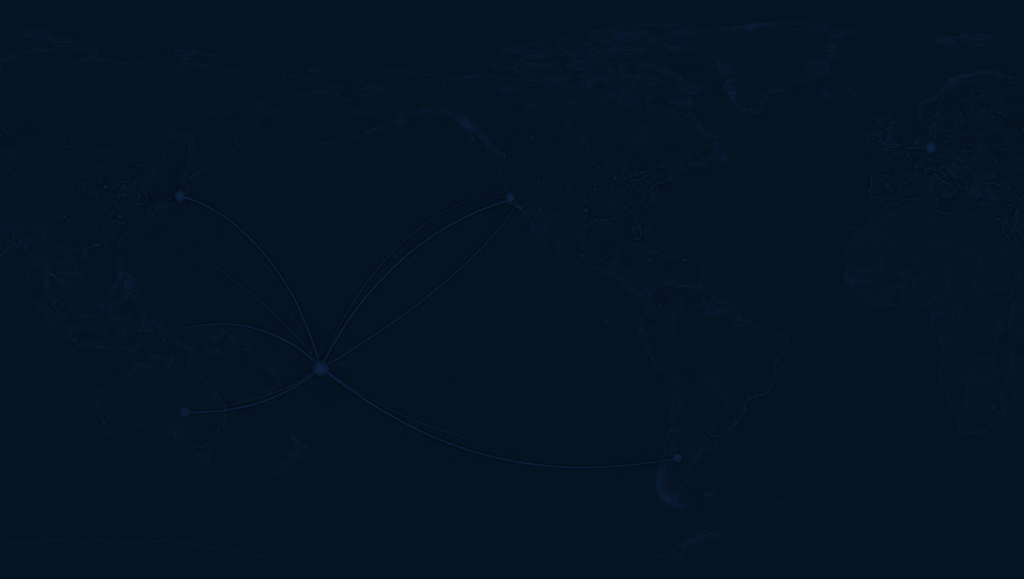 Pacific-centered world map spanning East Asia, the Americas, and Europe